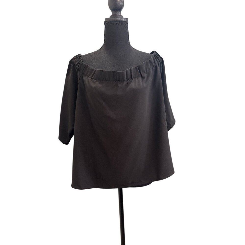 Ashley Stewert Women’s Plus Size Off Shoulder Black Blouse Size 24